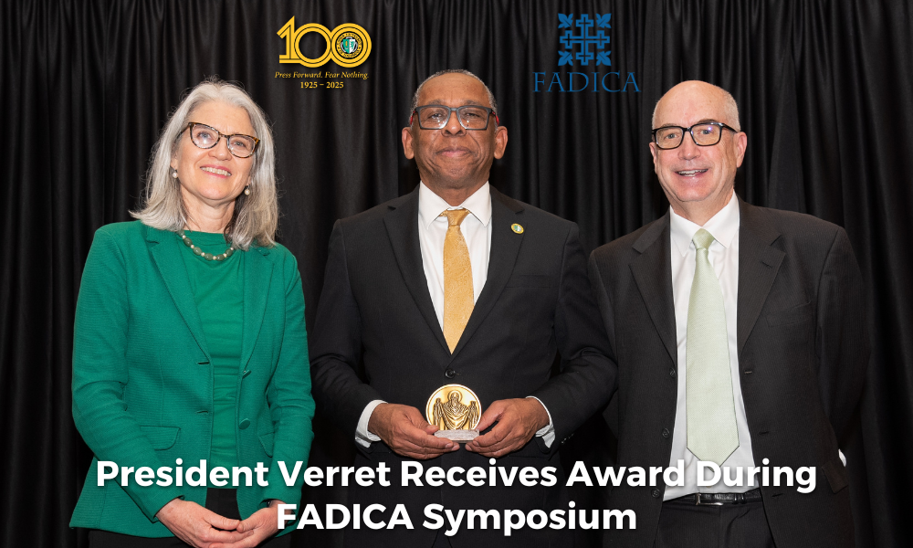 President Verret Receives St. Joseph of Arimathea Medal of Service during FADICA Symposium Hosted on the Xavier’s Campus