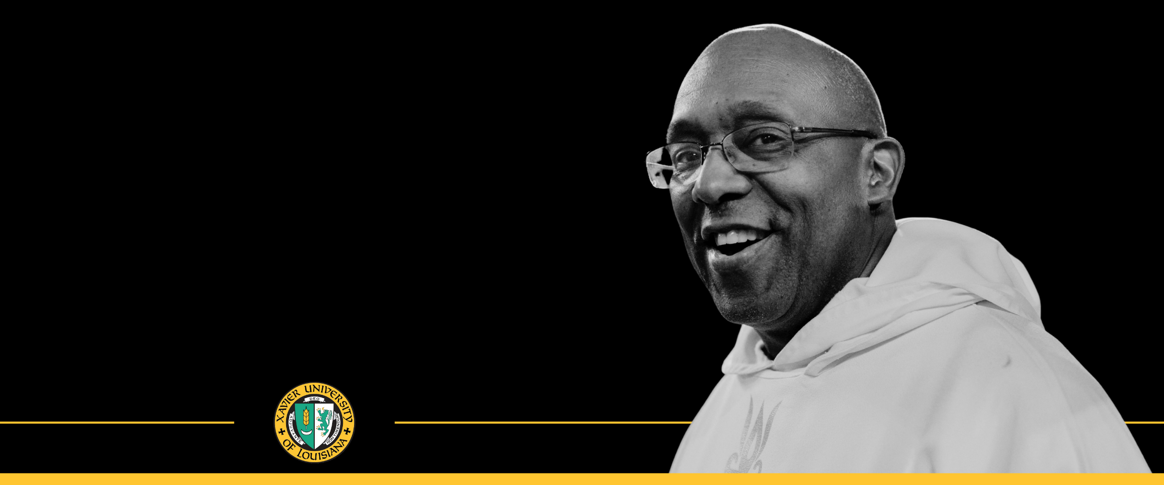 A graphic that reads "Xavier Remember Father Victor Laroche" with a picture of Father Victor Laroche