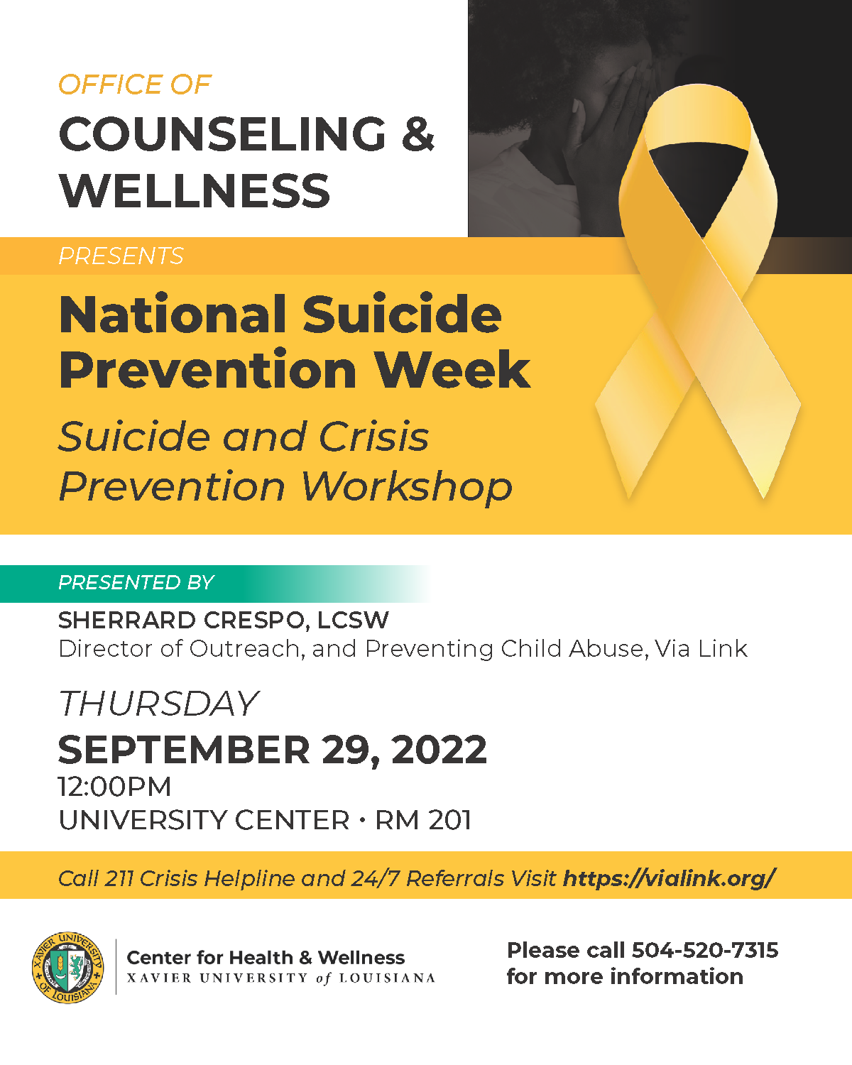 National Suicide Prevention Week Suicide and Crisis Prevention Workshop