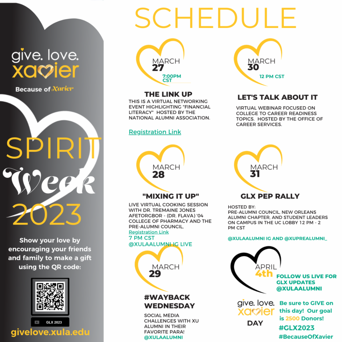 Give. Love. Xavier Spirit Week