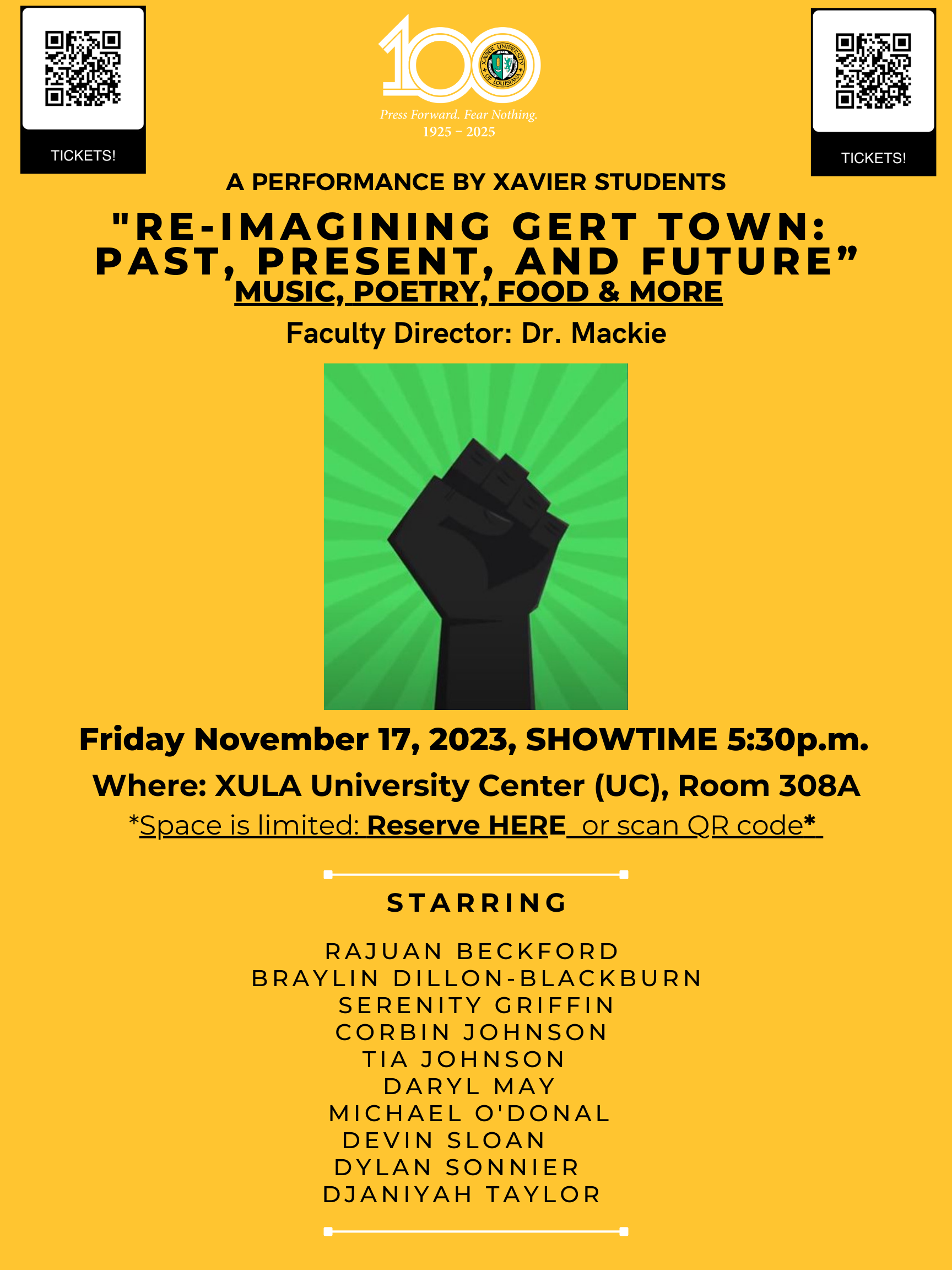 A Performance by Xavier Students: Re-imagining Gert Town Past Present and Future