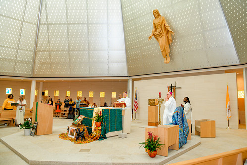 Archbishop James Checchio and Bishop Brendan Cahill at St. Katharine Drexel Chapel on Xavier University of Louisiana's campus