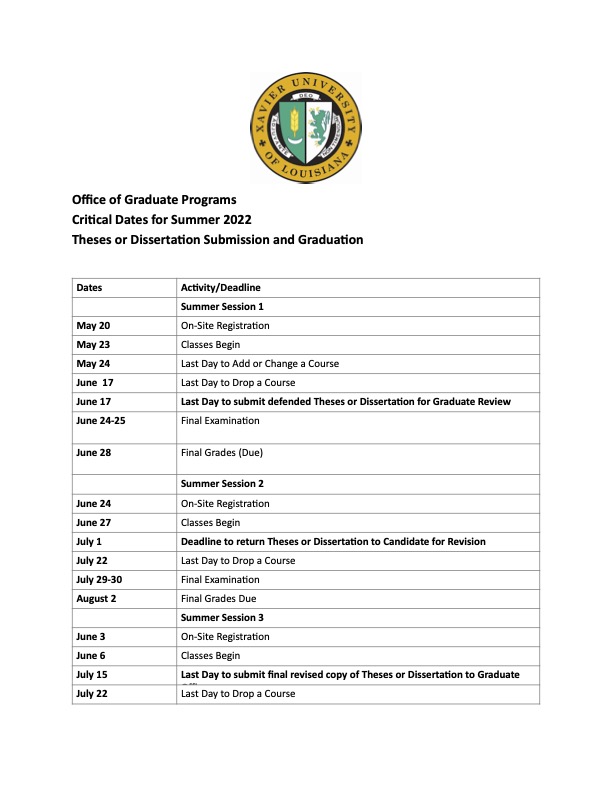 Important Dates and Deadlines for Fall 2022