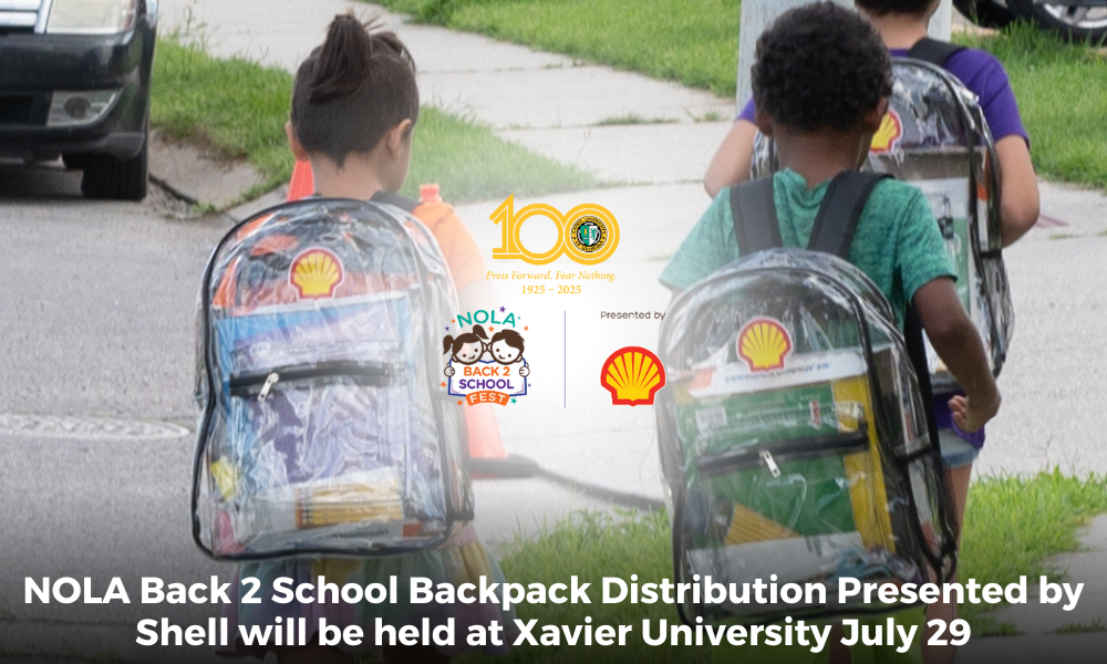 NEW ORLEANS, July 17, 2023 -- The 2023 NOLA Back 2 School Fest presented by Shell will provide 5,000 students in grades K-6 with free backpacks filled with essential school supplies – Saturday, July 29 from 8 a.m. until 12 p.m. at the Xavier University Center, 4980 Dixon St., New Orleans, on Xavier’s south campus. 
