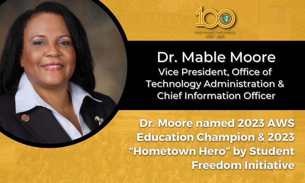 Dr Mable Moore 2023 AWS Education Champion and 2023 Student Freedom Initiative Hometown Hero