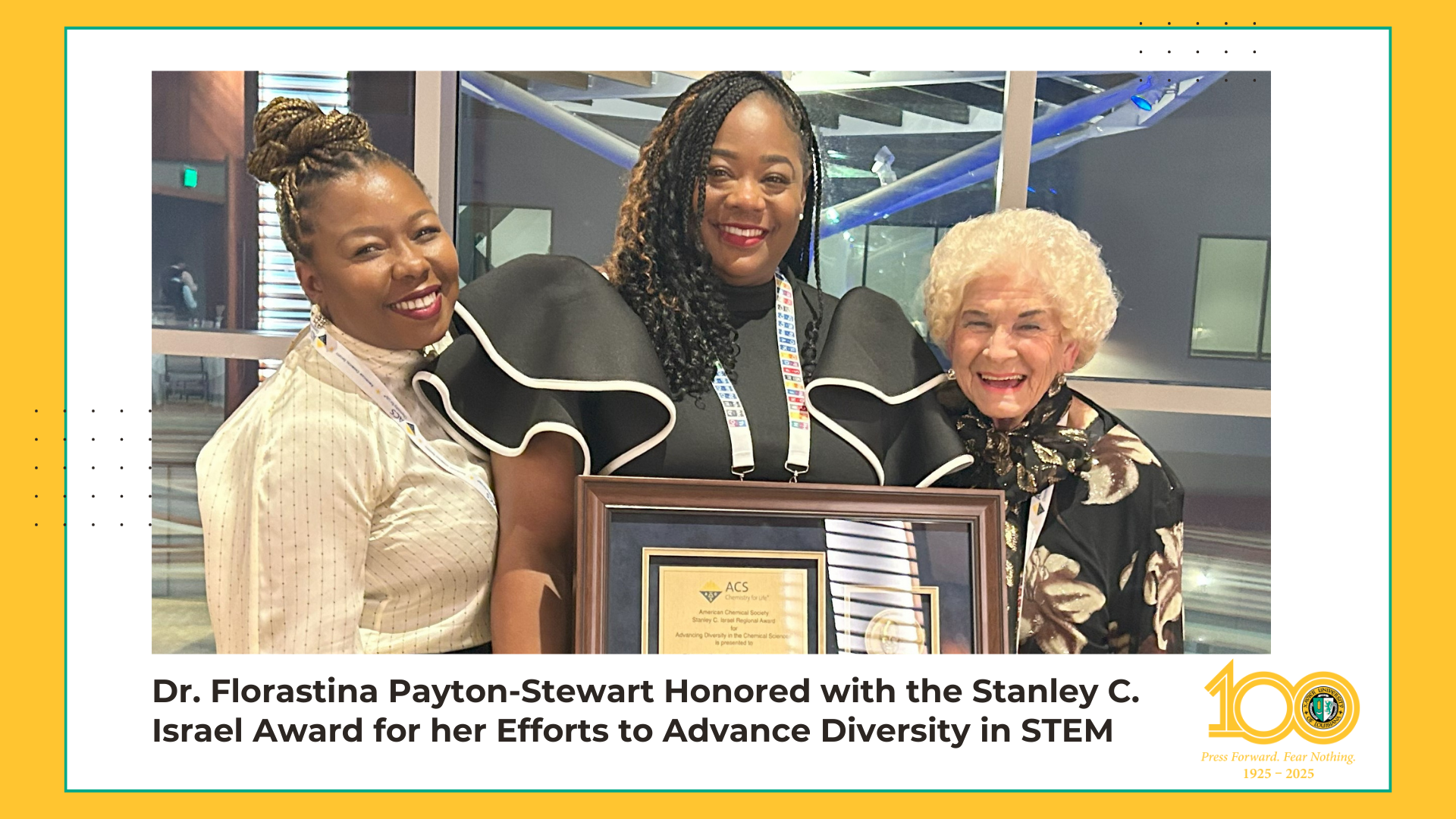 Dr. Florastina Payton-Stewart Honored with the Stanley C. Israel Award for her Efforts to Advance Diversity in STEM