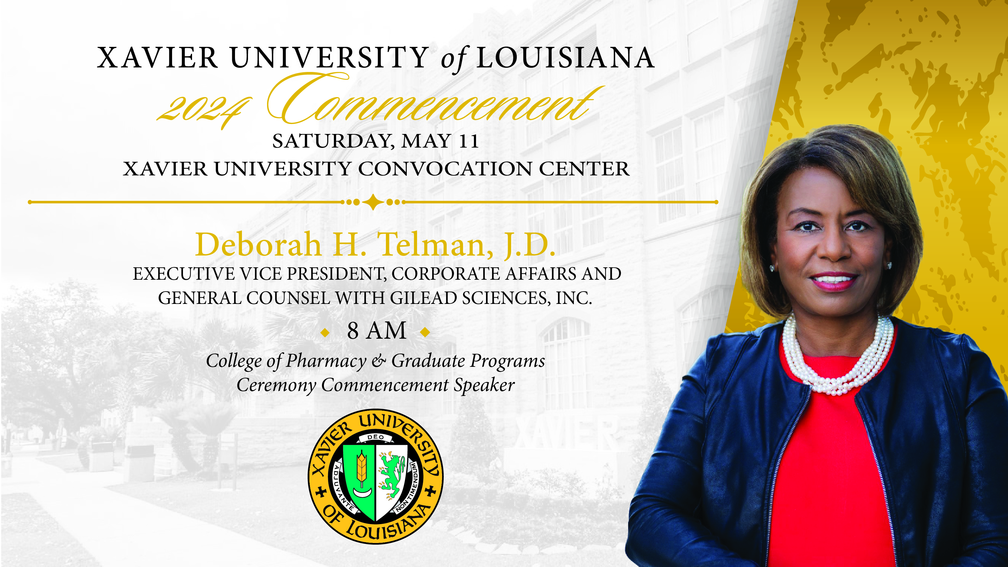 Xavier Welcomes Deborah H. Telman as Commencement Speaker for College of Pharmacy and Graduate Programs Ceremony