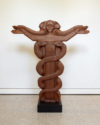 Frank Hayden, Untitled (Caduceus), c. 1968, Honduran mahogany, Courtesy of the Xavier University of LA Art Collection