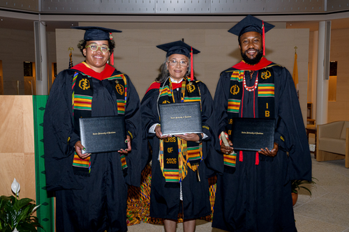 2026 Th.M. Graduates, pictured from left: Regina Jones, Alicia Gray and Daniel Okafor (photo by Irving Johnson, III)