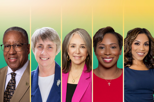L to R: Dr. Loren J. Blanchard, Sr. Donna Breslin, Deanna Rodriguez, Teal Holden, Sheri Barros